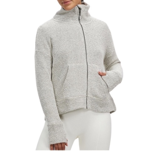 Sweaty Betty Restful Boucle Zip Through Sweater Jacket Gray - Picture 1 of 8